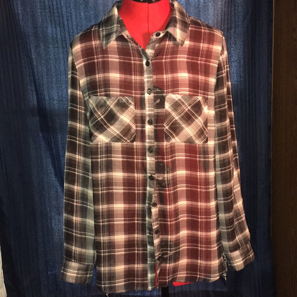 Xhileration sheer button up blouse long sleeve s